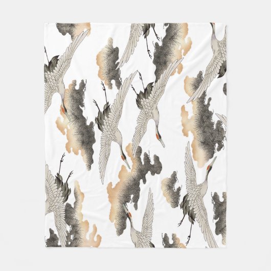 Couverture Polaire Grue de style japonais : design élégant. (Devant)