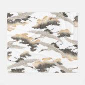 Couverture Polaire Grue de style japonais : design élégant. (Devant (Horizontal))