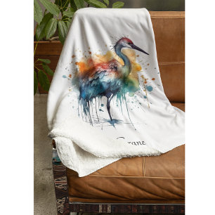 Couverture Polaire Grue gracieuse : Aquarelle, coutume