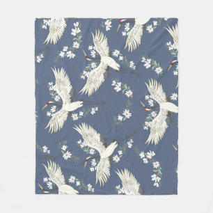 Couverture Polaire Grue vintage : Motif d'oiseaux volant