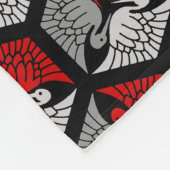 Couverture Polaire Grues japonaises, rouge, gris / gris / noir (Coin)