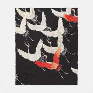 Couverture Polaire Grues volantes : Japonais Bird Kimono Art