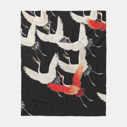 Couverture Polaire Grues volantes : Japonais Bird Kimono Art (Devant)