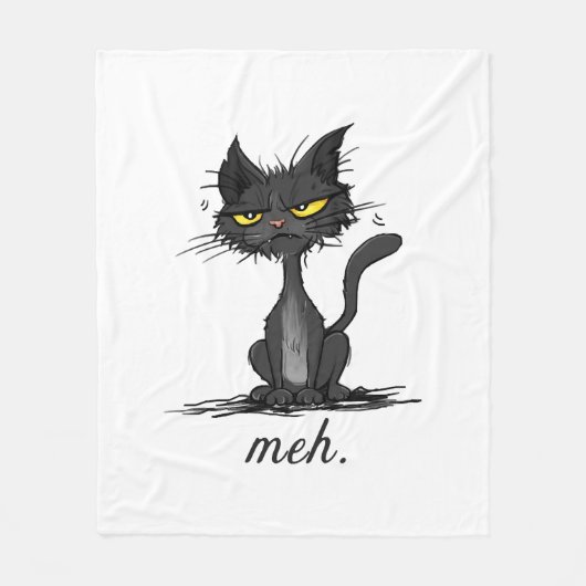 Couverture Polaire GRUMPY CAT - Drôle Meh Cat - Crazy Cat Lady Cadeau (Devant)