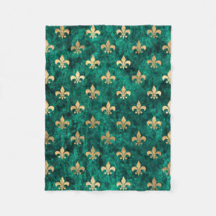 Couverture Polaire Grunge Green Velvet Fleur De Lis Mardi Gras