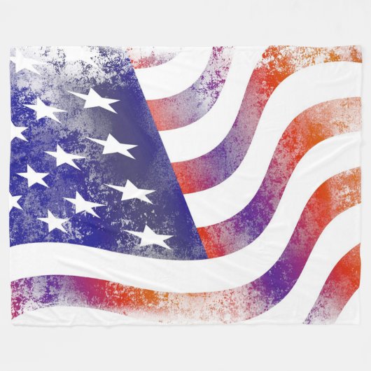 Couverture Polaire Grunge patriotique flottante drapeau américain, Ol (Devant (Horizontal))