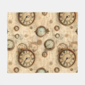 Couverture Polaire Grunge Rustic Steampunk Horloge (6) (Devant (Horizontal))