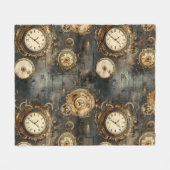 Couverture Polaire Grunge Rustic Steampunk Horloge (8) (Devant (Horizontal))
