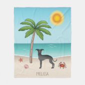 Couverture Polaire Gryhound Italien Noir À La Plage D'Été Tropicale (Devant)