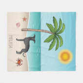 Couverture Polaire Gryhound Italien Noir À La Plage D'Été Tropicale (Devant (Horizontal))