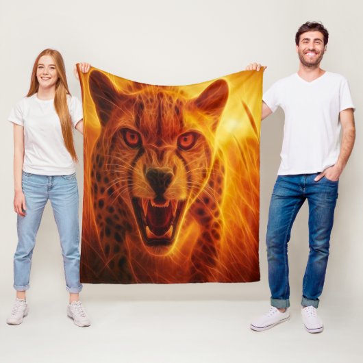 Couverture Polaire Guépard féroce (En situation)