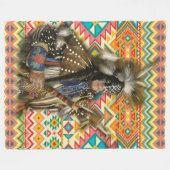 Couverture Polaire Guerrier amérindien du Corbeau (Devant (Horizontal))