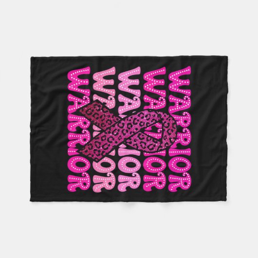 Couverture Polaire Guerrier de sensibilisation au cancer du sein rose (Devant (Horizontal))