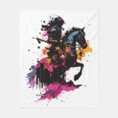 Couverture Polaire Guerrier équitation cheval en aquarelle (Devant)