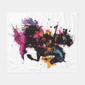 Couverture Polaire Guerrier équitation cheval en aquarelle (Devant (Horizontal))
