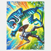 Couverture Polaire Guerrier et tigre (Devant)