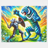 Couverture Polaire Guerrier et tigre (Devant (Horizontal))
