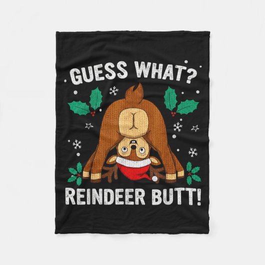 Couverture Polaire Guess What Reindeer Bu-tt Funny Christmas Family C (Devant)