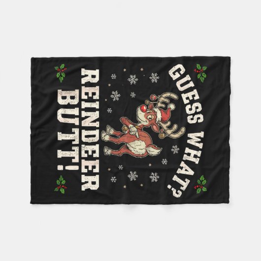 Couverture Polaire Guess What Reindeer Butt Funny Christmas  (Devant (Horizontal))