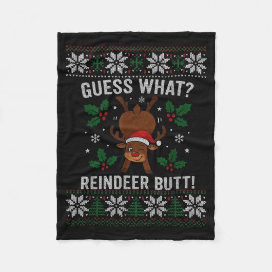 Couverture Polaire Guess What Reindeer Butt Funny Christmas Reindeer  (Devant)