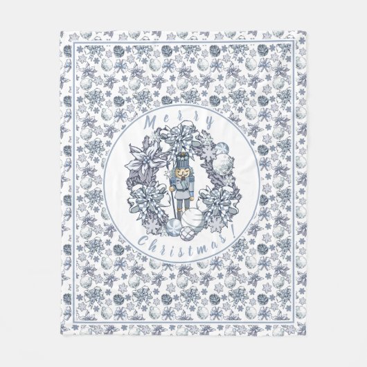 Couverture Polaire Guirlande de casse-noix de Noël blanc (Devant)