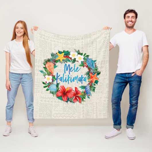 Couverture Polaire Guirlande hawaïenne de Noël de Mele Kalikimaka (En situation)