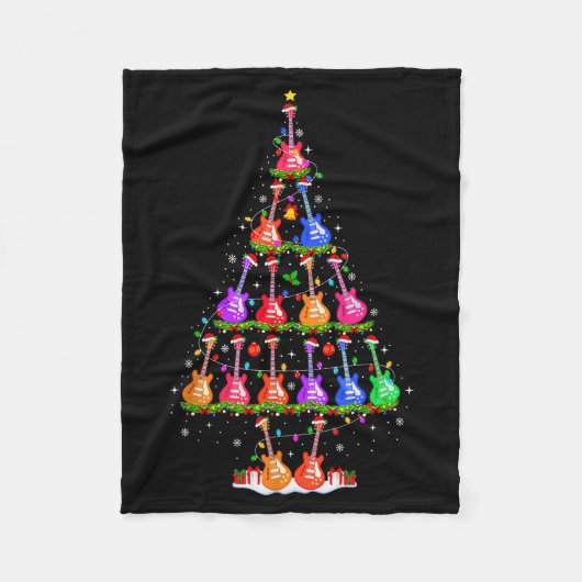 Couverture Polaire Guitar Christmas Tree Lights Funny Xmas Pajamas Gu (Devant)