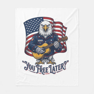 Couverture Polaire Guitare Aigle Patriotique Vintage