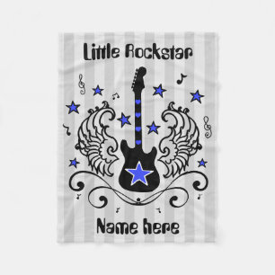 Couverture Polaire Guitare bleue de vedette du rock avec des ailes