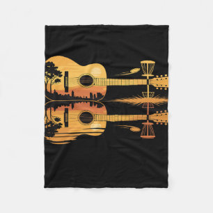 Couverture Polaire Guitare Disc Golf Coucher De Soleil Nature Reflet
