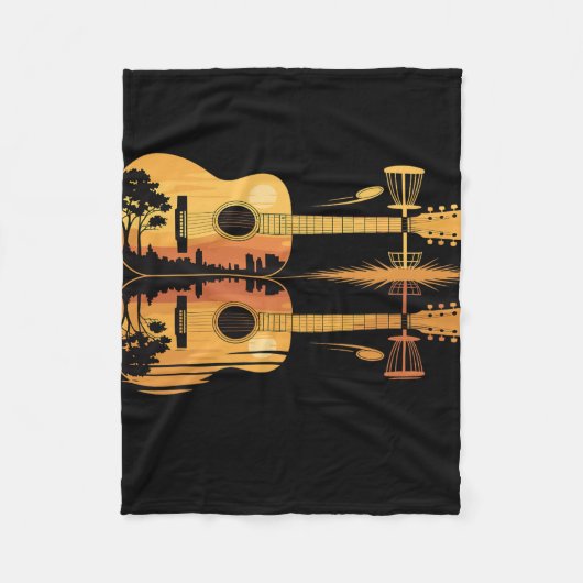 Couverture Polaire Guitare Disc Golf Coucher De Soleil Nature Reflet (Devant)