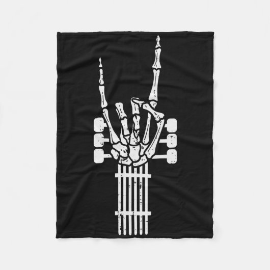 Couverture Polaire Guitare Skeleton Rock N Roll Rocker Sign Punk Hall (Devant)