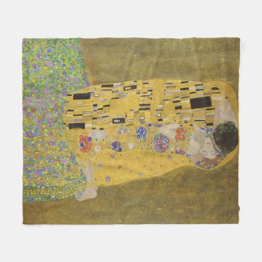 Couverture Polaire Gustav Klimt-Le Baiser | Oeuvre Gold Leaf (Devant (Horizontal))