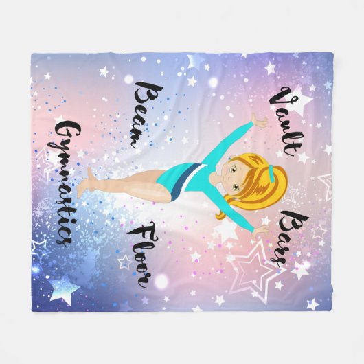 Couverture Polaire Gym Star Deep Blonde, Yeux Hazel, Leo Turquoise (Devant (Horizontal))