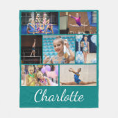 Couverture Polaire Gymmastics 7 Photo Collage Bleu polaire Blanche (Devant)