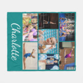 Couverture Polaire Gymmastics 7 Photo Collage Bleu polaire Blanche (Devant (Horizontal))