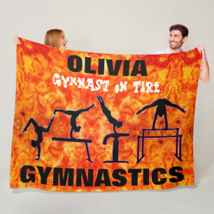 Couverture Polaire Gymnaste sur le feu - Filles Gymnastique Blanche p