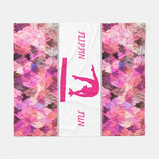 COUVERTURE POLAIRE GYMNASTICS "FLIPPIN FUN" FLEECE BLANKET. (Devant (Horizontal))