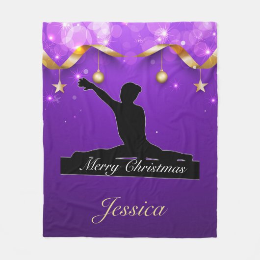 Couverture Polaire Gymnastics "Merry Christmas" Purple & Gold (Devant)