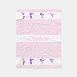 Couverture Polaire Gymnastique Girls Nom personnalisé Pink Quatrefoi
