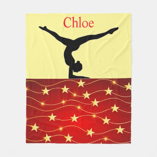 Couverture Polaire Gymnastique Rouge, Jaune / Or Étoiles Blanche pola (Devant)
