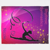 Couverture Polaire Gymnastique rythmique Etoiles d'or rose et violet (Devant (Horizontal))