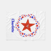 Couverture Polaire Gymnastique Stars Nom monogramme Rouge Blanc Bleu (Devant (Horizontal))