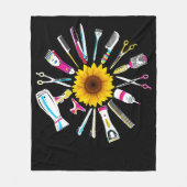 Couverture Polaire Hair Stylist Barber Tools Floral (Devant)