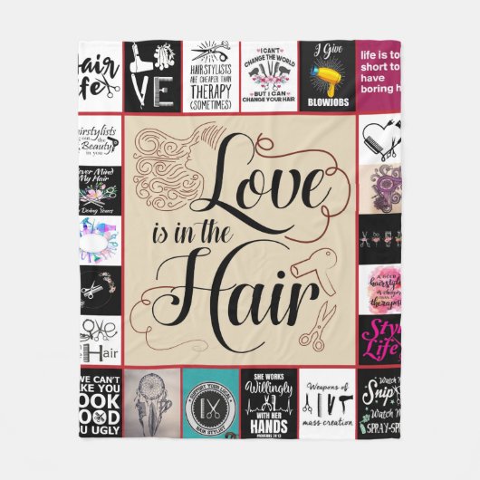 Couverture Polaire Hair Stylist - l'amour est dans le coiffeur Coiffe (Devant)