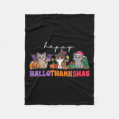 Couverture Polaire Hallothanksmas Cats _ Uni-adults, Uni-kids, Black, (Devant)