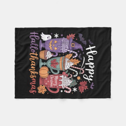 Couverture Polaire Hallothanksmas Joyeux Halloween Lover café Hallowe (Devant (Horizontal))