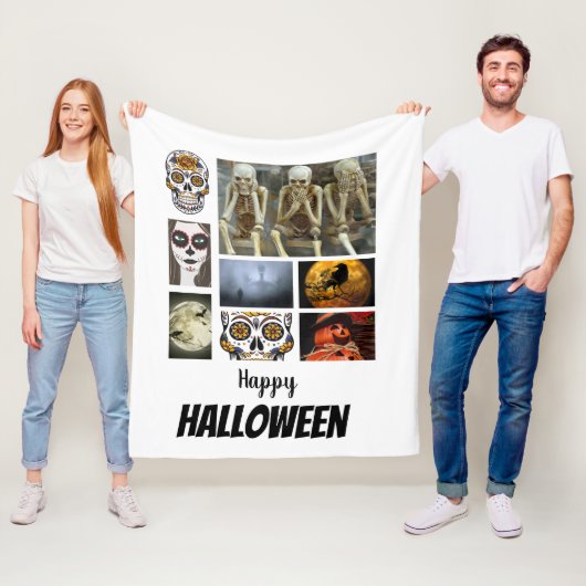 Couverture Polaire Halloween 8 Photo Collage personnalisé (En situation)