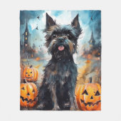 Couverture Polaire Halloween Affenpinscher avec la peur Citrouille (Devant)