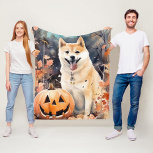 Couverture Polaire Halloween Akita Avec Peur Citrouille
